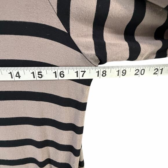 Yala T-Shirt Dress Womens M Beige Black Striped Bamboo Viscose Soft Comfort - Picture 6 of 14